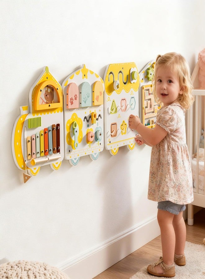 ROBUD Activity Wall Busy Board, Spring Train Montessori Busy Board, 12-in-1 Wooden Sensory Wall Panel, Montessori Sensory Wall Panel for Boys & Girls, Ideal for Toddler Playroom Nursery Classroom - Image 2